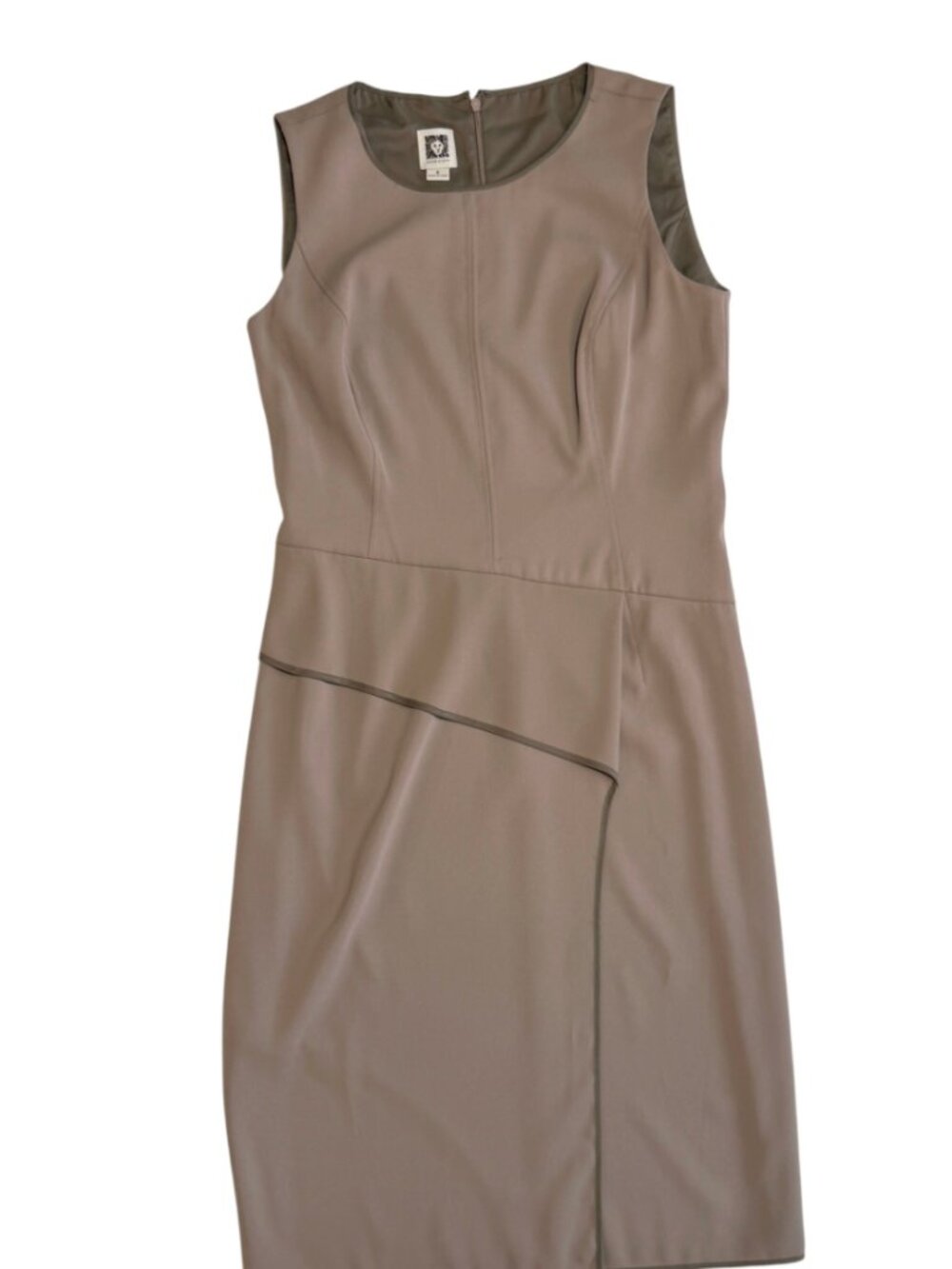 Anne Klein Taupe Sheath Dress Size 6 Sleeveless Work Career Midi - Picture 1 of 10